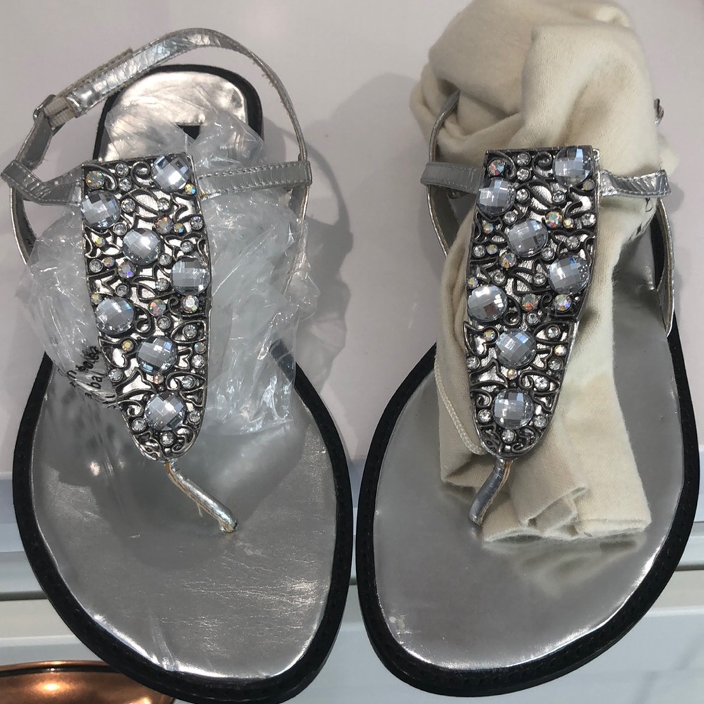 Beverly Feldman silver sandals